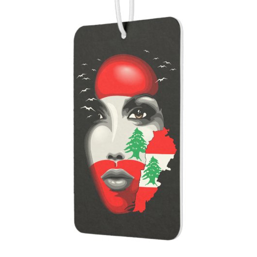 Libanon Vlag en Kaart op het gezicht van het meisj Luchtverfrisser