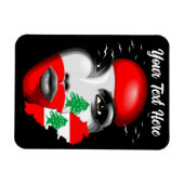 Libanon Vlag en Kaart op het gezicht van het meisj Magneet (Horizontaal)