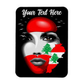 Libanon Vlag en Kaart op het gezicht van het meisj Magneet (Verticaal)