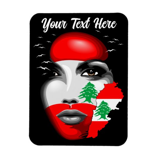 Libanon Vlag en Kaart op het gezicht van het meisj Magneet (Verticaal)