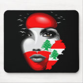 Libanon Vlag en Kaart op het gezicht van het meisj Muismat (Voorkant)