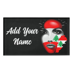 Libanon Vlag en Kaart op het gezicht van het meisj Naambadge