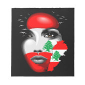 Libanon Vlag en Kaart op het gezicht van het meisj Notitieblok (Voorkant)