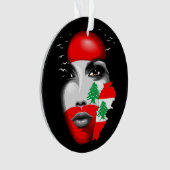 Libanon Vlag en Kaart op het gezicht van het meisj Ornament (voorkant)