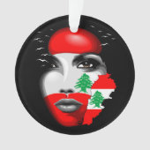 Libanon Vlag en Kaart op het gezicht van het meisj Ornament (voorkant)