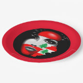 Libanon Vlag en Kaart op het gezicht van het meisj Papieren Bordje (Gekanteld)