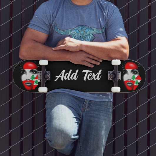 Libanon Vlag en Kaart op het gezicht van het meisj Persoonlijk Skateboard (Buiten 3)