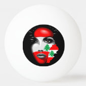 Libanon Vlag en Kaart op het gezicht van het meisj Pingpongbal (Voorkant)