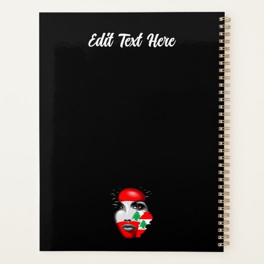 Libanon Vlag en Kaart op het gezicht van het meisj Planner (Achterkant)