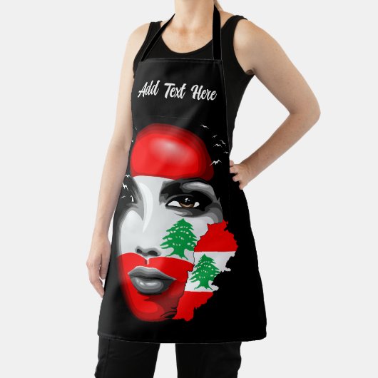 Libanon Vlag en Kaart op het gezicht van het meisj Schort (Insitu)