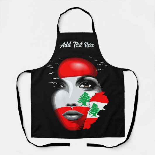 Libanon Vlag en Kaart op het gezicht van het meisj Schort (Voorkant)