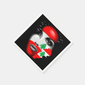 Libanon Vlag en Kaart op het gezicht van het meisj Servet (Hoek)