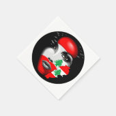 Libanon Vlag en Kaart op het gezicht van het meisj Servet (Hoek)