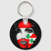 Libanon Vlag en Kaart op het gezicht van het meisj Sleutelhanger (Voorkant)