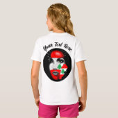Libanon Vlag en Kaart op het gezicht van het meisj T-shirt (Achterkant volledig)