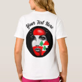 Libanon Vlag en Kaart op het gezicht van het meisj T-shirt (Achterkant)