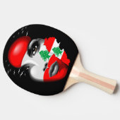 Libanon Vlag en Kaart op het gezicht van het meisj Tafeltennisbatje (Zijkant)