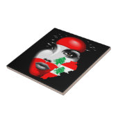 Libanon Vlag en Kaart op het gezicht van het meisj Tegeltje (Zijkant)