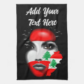 Libanon Vlag en Kaart op het gezicht van het meisj Theedoek (Verticaal)
