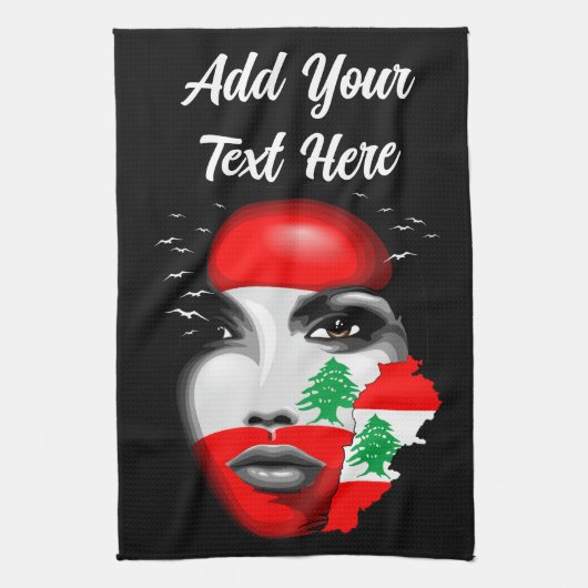 Libanon Vlag en Kaart op het gezicht van het meisj Theedoek (Verticaal)