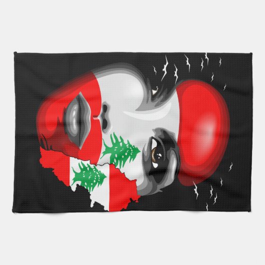 Libanon Vlag en Kaart op het gezicht van het meisj Theedoek (Horizontaal)
