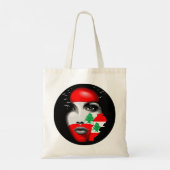 Libanon Vlag en Kaart op het gezicht van het meisj Tote Bag (Achterkant)