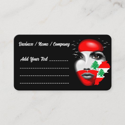 Libanon Vlag en Kaart op het gezicht van het meisj Visitekaartje (Voorkant)