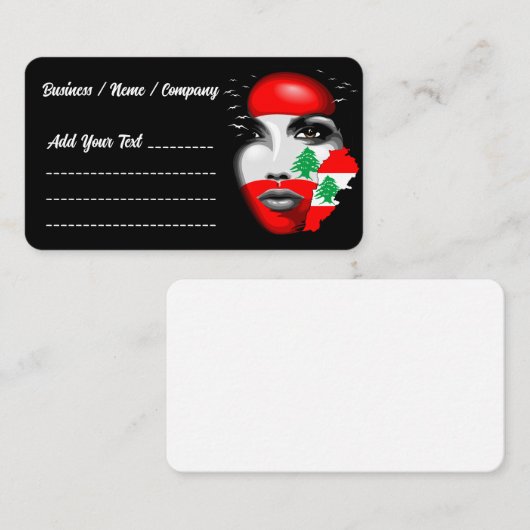 Libanon Vlag en Kaart op het gezicht van het meisj Visitekaartje (Voorkant / Achterkant)