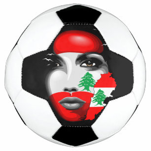 Libanon Vlag en Kaart op het gezicht van het meisj Voetbal
