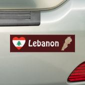 Libanon Vlag Hart + Landkaart Bumpersticker (Op auto)
