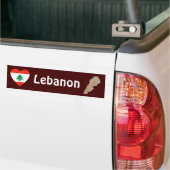 Libanon Vlag Hart + Landkaart Bumpersticker (Op Truck)
