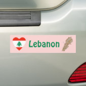 Libanon Vlag Hart + Landkaart Bumpersticker (Op auto)