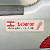 Libanon Vlag + Kaart Bumper Sticker (Op auto)