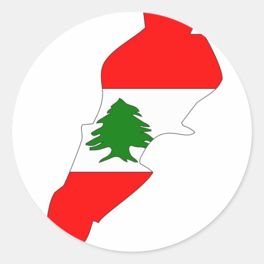 Libanon vlag kaart ronde sticker (Voorkant)