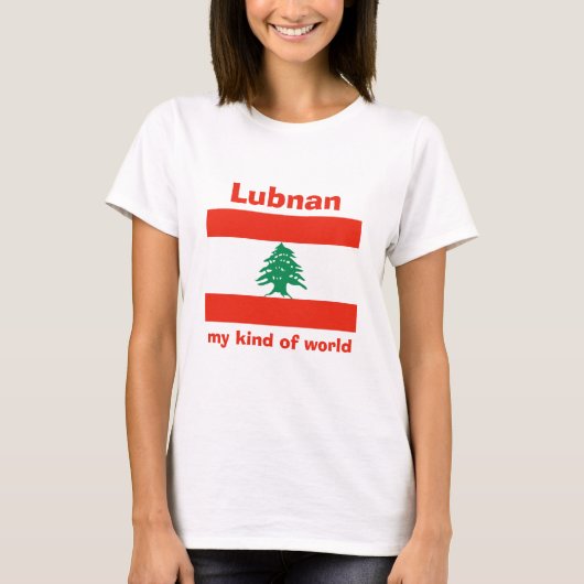 Libanon Vlag + Kaart + Tekst T-shirt (Voorkant)
