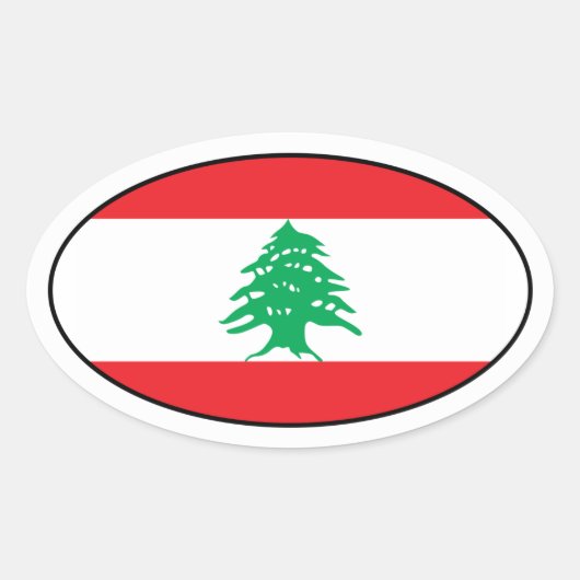 Libanon Vlag Ovale Sticker (Voorkant)