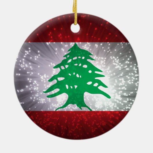 Libanon Vlag Vuurwerk Keramisch Ornament (Achterkant)