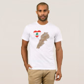 Libanon - Vlaggenhart en -kaart T-Shirt (Voorkant volledig)