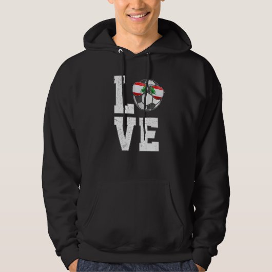 Libanon Voetbal Liefde Libanese Fan Vlag Hoodie (Voorkant)