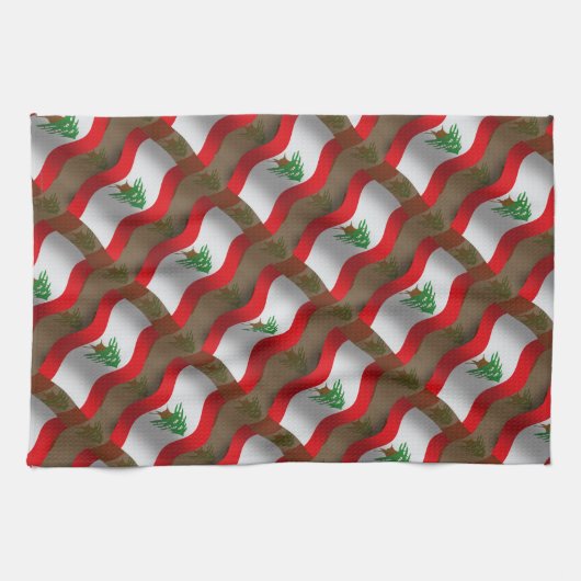 Libanon Waving Flag Theedoek (Horizontaal)