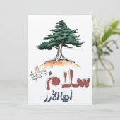 Libanons ceder met witte duif van vrede - سلام kaart (Staand voorkant)