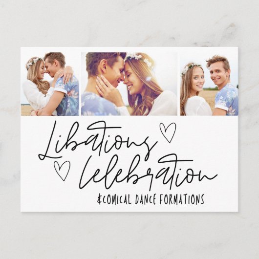 Libations Viering Foto Bruiloft Save the Date Aankondigingskaart (Voorkant)