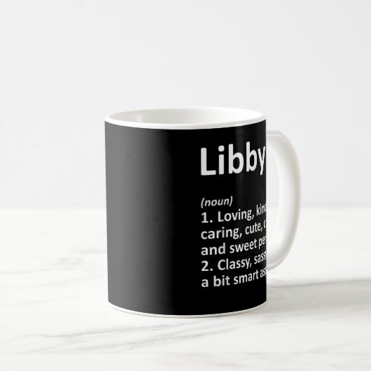 LIBBY Definition Personal Name Funny Birthday Koffiemok (Voorkant rechts)