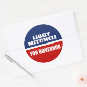 LIBBY MITCHELL VOOR GOUVERNEUR RONDE STICKER (Envelop)