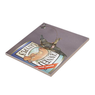 Libby op een platypus op een tegel tegeltje