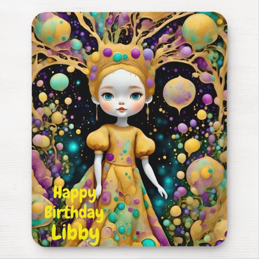 LIBBY ~ Vreemd verjaardagsmeisje ~ Mousepad Muismat (Voorkant)