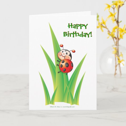 Libby's Birthday Card Ladybug Kaart (Gele Bloem)
