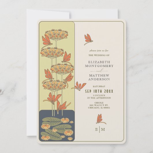 libel belle epoque art nouveau bruiloft kaart (Voorkant)