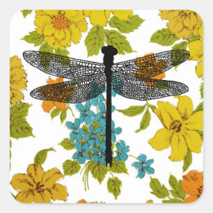libel Bug Iflowers natuur Silhouette kunst Vierkante Sticker