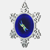 Libel Electric Blue - Personaliseer met een naam Tin Sneeuwvlok Ornament (Rechts)